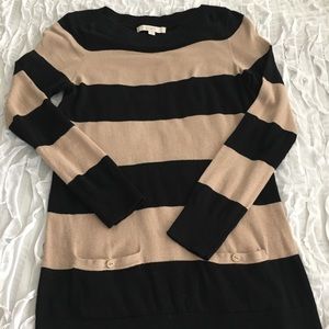 LOFT Tan and black striped dress